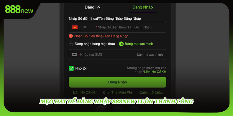 Mẹo hay để đăng nhập 888NEW luôn thành công